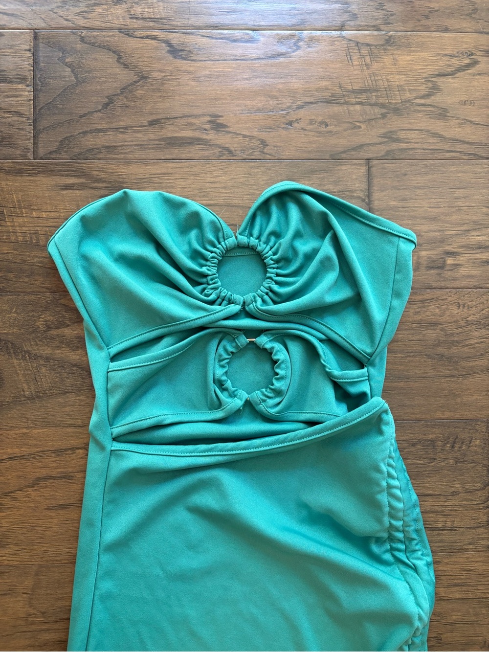 Women’s teal dress with Ring Cutouts